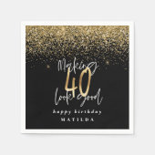Moderne 40e verjaardag van typografie goudglitter servet (Voorkant)