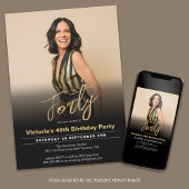 Moderne 40e verjaardag zwart goud minimale foto kaart