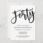 Moderne 40e verjaardag Zwart-wit Kaart (Voorkant)