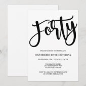 Moderne 40e verjaardag Zwart-wit Kaart (Voorkant / Achterkant)