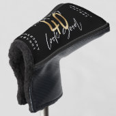 Moderne 40e verjaardag zwarte goudgolf golfheadcover (3/4 voorkant)