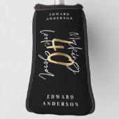 Moderne 40e verjaardag zwarte goudgolf golfheadcover (Draai 90)