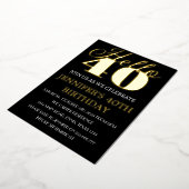 Moderne 40e verjaardag zwarte goudolie QR-code vee Folie Uitnodiging (Gedraaid)