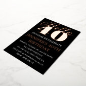 Moderne 40e verjaardag zwarte Roos Gold Foil QR-co Folie Uitnodiging (Gedraaid)