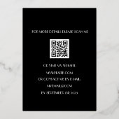 Moderne 40e verjaardag zwarte Roos Gold Foil QR-co Folie Uitnodiging (Achterkant)