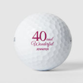 Moderne 40e verjaardagsfeest eenvoudige roze golfb golfballen (Voorkant)
