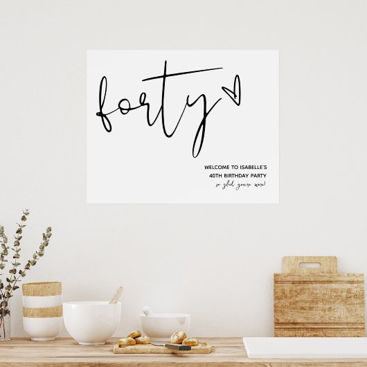 Moderne 40ste welkomstbord poster (Keuken)