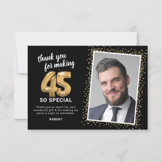 Moderne 45e verjaardag foto bedankkaart (Voorkant)