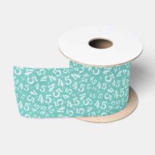 Moderne 45e verjaardag nummer patroon turquoise/wi satijnen lint