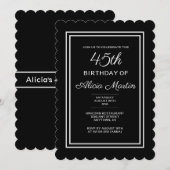 Moderne 45e verjaardag zwart-wit typografie kaart (Voorkant / Achterkant)