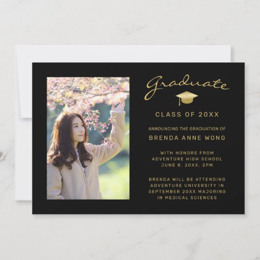 Moderne 4 Afstuderen voor Photo Collage Gold Scrip Aankondiging (Achterkant)