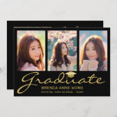 Moderne 4 Afstuderen voor Photo Collage Gold Scrip Aankondiging (Voorkant / Achterkant)