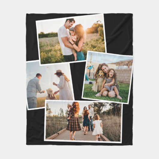 Moderne 4 Foto Aangepaste Afbeelding Collage Fleece Deken (Voorkant)