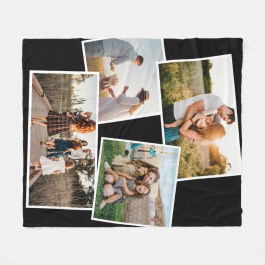 Moderne 4 Foto Aangepaste Afbeelding Collage Fleece Deken (Voorkant (Horizontaal))