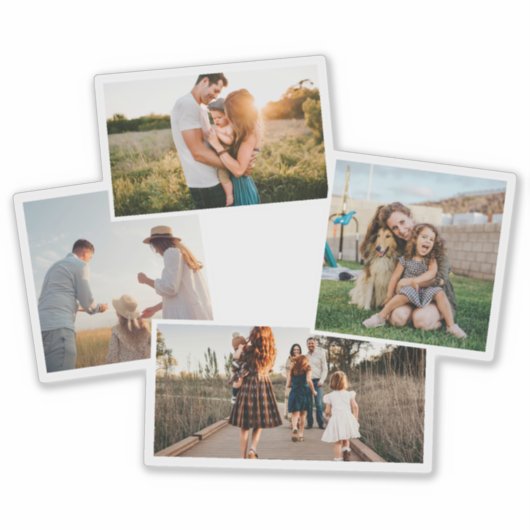 Moderne 4 Foto Aangepaste Afbeelding Collage Sticker (Voorkant)