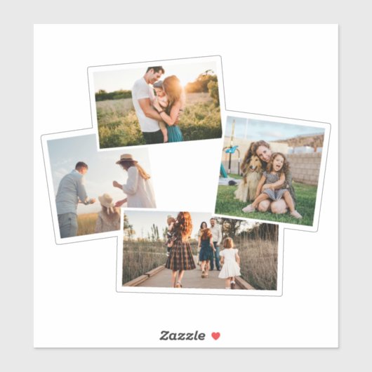 Moderne 4 Foto Aangepaste Afbeelding Collage Sticker (Vel)