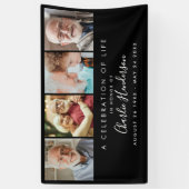 Moderne 4-foto aangepaste tekst begrafenisbanner spandoek (Verticaal)