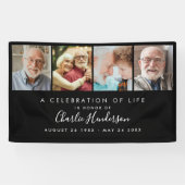 Moderne 4-foto aangepaste tekst begrafenisbanner spandoek (Horizontaal)