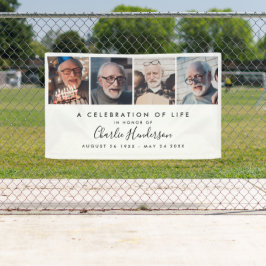 Moderne 4-foto aangepaste tekst begrafenisbanner spandoek