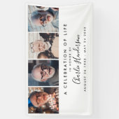 Moderne 4-Foto Aangepaste Tekst Rouwbanner Spandoek (Verticaal)