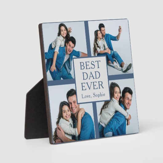 Moderne 4 foto Aangepaste tekst Vaderdag Fotoplaat (Voorkant)