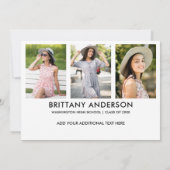 Moderne 4 Foto Afstudeer Uitnodigingskaart W Aankondiging (Achterkant)