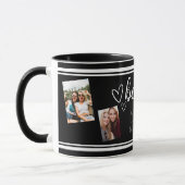 Moderne 4 Foto Besties Zwart en Wit Mok (Links)