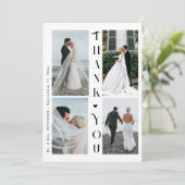 Moderne 4 foto collage bruiloft dank u kaart (Staand voorkant)