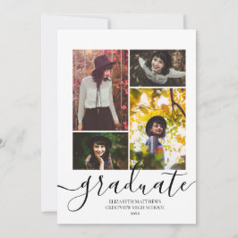 Moderne 4 Foto Collage Elegante Script Afstuderen  Kaart