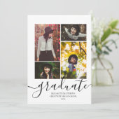 Moderne 4 Foto Collage Elegante Script Afstuderen  Kaart (Staand voorkant)