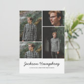Moderne 4 Foto Collage Elegante Script Afstuderen Kaart (Staand voorkant)