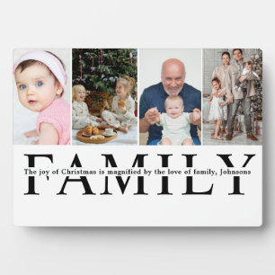 Moderne 4 Foto Collage Familie kerst Citaat Fotoplaat