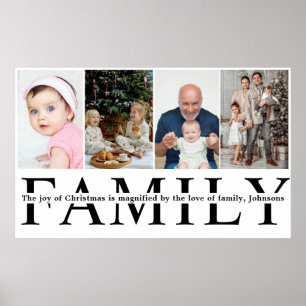 Moderne 4 foto collage Familie kerst citaat Poster