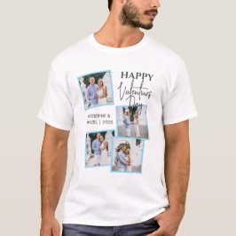 Moderne 4 Foto Collage Gelukkige Valentijnsdag T-shirt