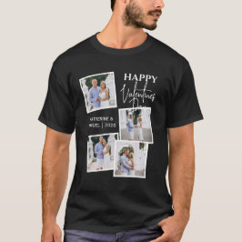 Moderne 4 Foto Collage Gelukkige Valentijnsdag Zwa T-shirt