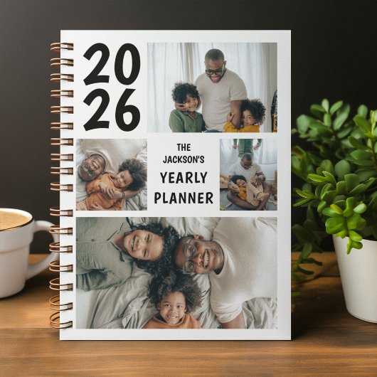 Moderne 4 foto collage jaarlijks planner