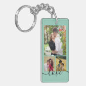 Moderne 4 Foto Collage Liefde Script Aandenken Sleutelhanger (Voorkant Links)