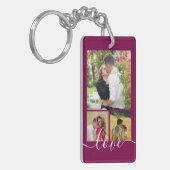 Moderne 4 Foto Collage Liefde Script Aandenken Sleutelhanger (Voorkant Links)