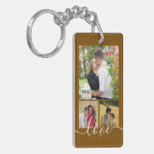 Moderne 4 Foto Collage Liefde Script Aandenken Sleutelhanger (Voorkant Links)