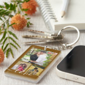 Moderne 4 Foto Collage Liefde Script Aandenken Sleutelhanger (Voorkant Rechts)