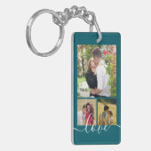 Moderne 4 Foto Collage Liefde Script Aandenken Sleutelhanger (Voorkant Links)