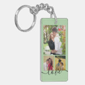 Moderne 4 Foto Collage Liefde Script Aandenken Sleutelhanger (Voorkant Links)
