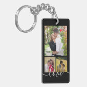 Moderne 4 Foto Collage Liefde Script Aandenken Sleutelhanger (Voorkant Links)