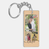 Moderne 4 Foto Collage Liefde Script Aandenken Sleutelhanger (Voorkant Links)