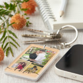Moderne 4 Foto Collage Liefde Script Aandenken Sleutelhanger (Voorkant Rechts)