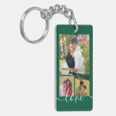 Moderne 4 Foto Collage Liefde Script Aandenken Sleutelhanger (Voorkant Links)