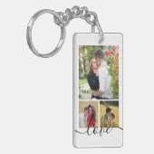 Moderne 4 Foto Collage Liefde Script Aandenken Sleutelhanger (Voorkant Links)