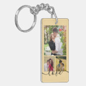 Moderne 4 Foto Collage Liefde Script Aandenken Sleutelhanger (Voorkant Links)