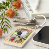 Moderne 4 Foto Collage Liefde Script Aandenken Sleutelhanger (Voorkant Rechts)
