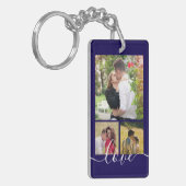Moderne 4 Foto Collage Liefde Script Aandenken Sleutelhanger (Voorkant Links)